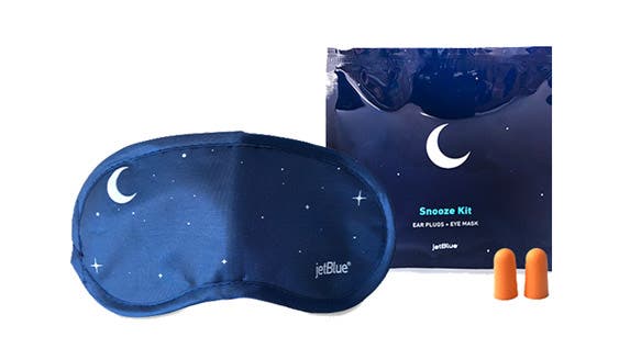 Snooze kit JetBlue berisi penutup telinga dan pelindung mata