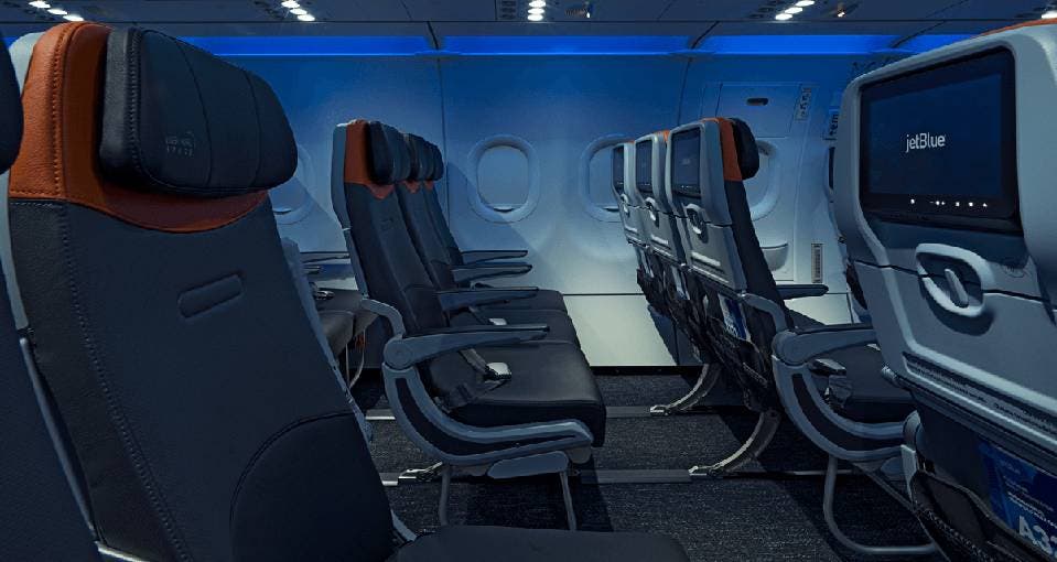 rows of JetBlue seats