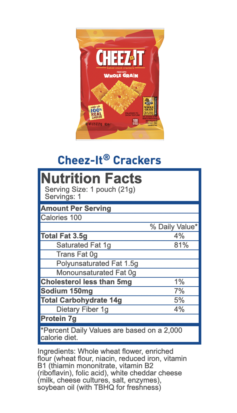 Cheez It Reduced Fat Nutrition Label Bios Pics